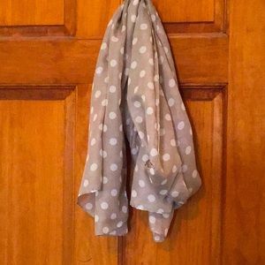 Taupe & white polka dot scarf